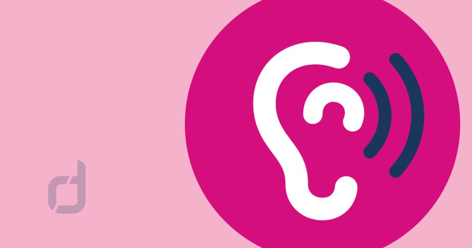 The Auditory domain mark: an ear with sound arcs, in white on a magenta disc.